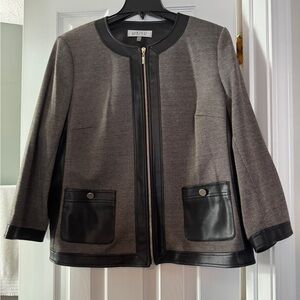 Kasper Black and Gray Blazer with Modern Silhouette